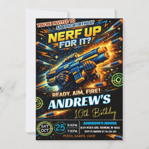 Convites Nerf de Batalha Pessoal de Aniversário