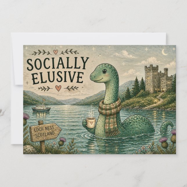 Convites Nessie Esquiva Socialmente Críptico Aconchegante L (Frente)