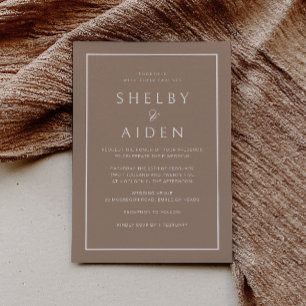 Convites Neutral Beige Modern Wedding