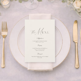 Convites Neutral Beige Stripe Wedding Menu