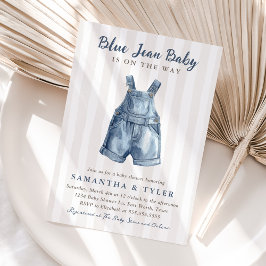 Convites Neutral Blue Jean Baby On The Way Baby Shower