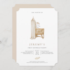 Convites Neutral Boho Baby Primeiro Aniversário