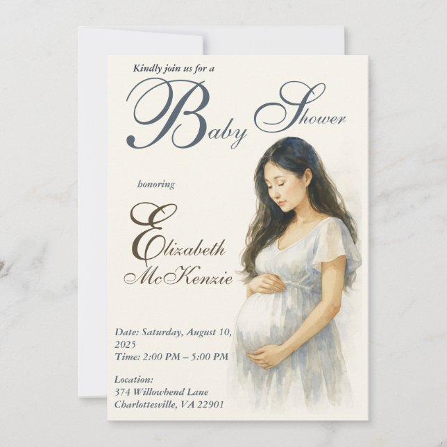 Convites Neutral Boho Elegance Baby Shower Asian Mom to be (Frente)