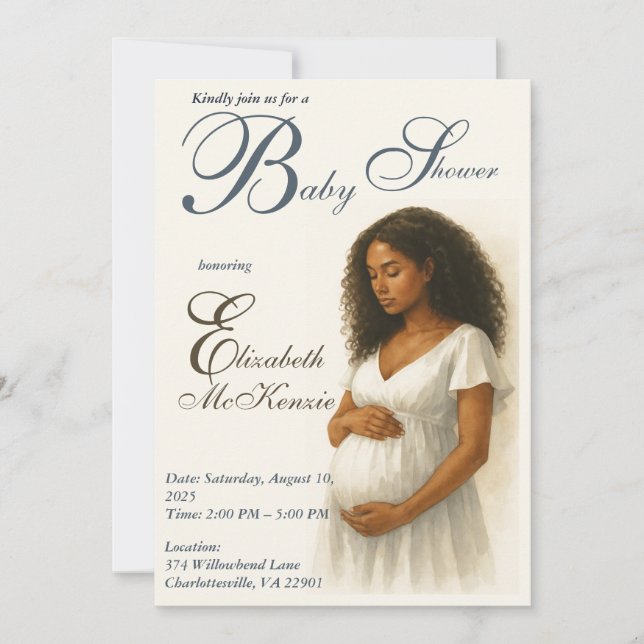 Convites Neutral Boho Elegance Baby Shower Black Mom to Be (Frente)