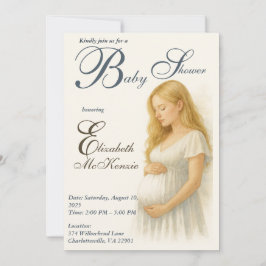 Convites Neutral Boho Elegance Baby Shower Blonde Mom to be