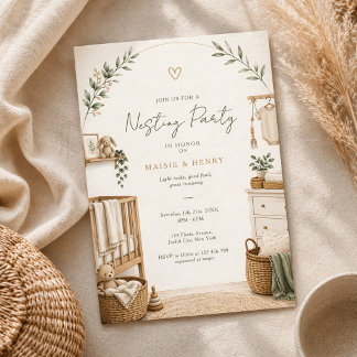 Convites Neutral Boho Nesting Party Baby Shower