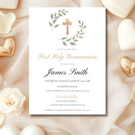 Convites Neutral Boy Girl First Communion Invitation Editab