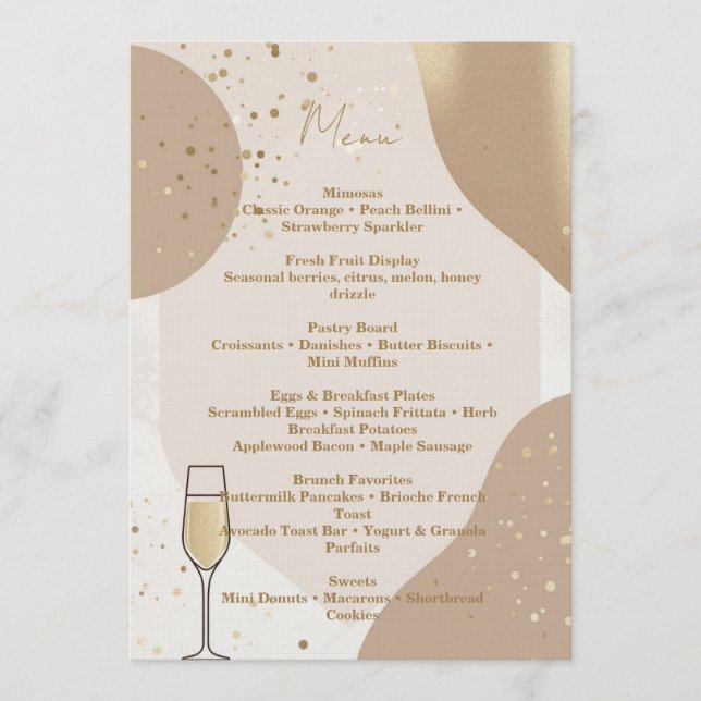 Convites Neutral Brunch Menu Card – Minimalist Beige (Frente)