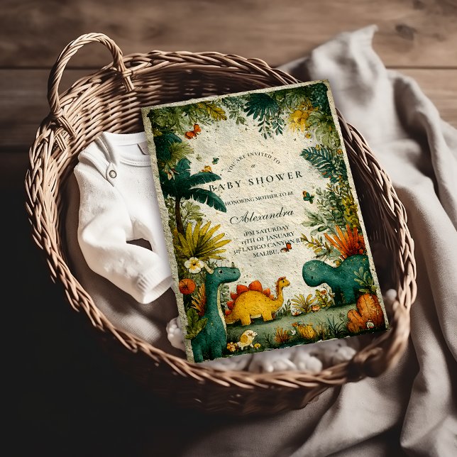 Convites Neutral Dinosaur Baby Shower (Criador carregado)