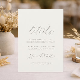 Convites Neutral Floral Wedding Details Card