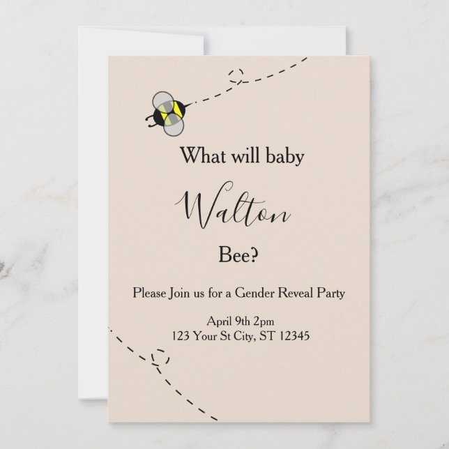 Convites Neutral Gender Reveal Invitations Bee Themed (Frente)