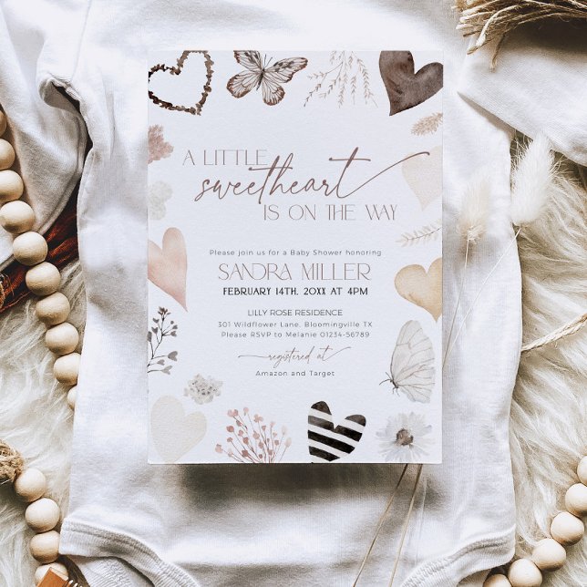 Convites Neutral Little Sweetheart Valentine Baby Shower (Little Sweetheart Baby Shower invitation)