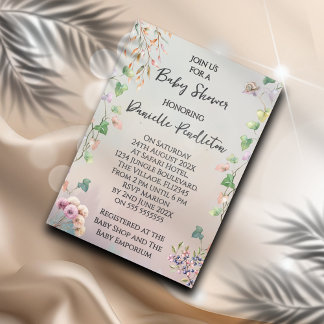 Convites Neutral Nature Inspired Baby Shower Invitation