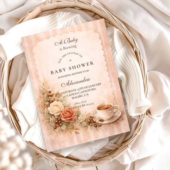 Convites Neutral Rustic A Baby Is Brewing (Criador carregado)