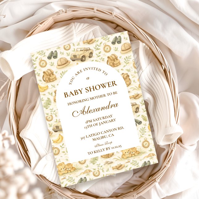 Convites Neutral Safari Jungle Baby Shower (Criador carregado)