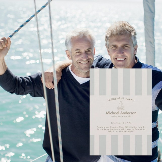 Convites Neutral Sailboat Retirement Party  (Criador carregado)