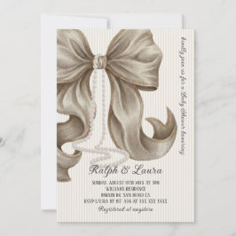 Convites Neutral Striped Bow Girl Baby Shower