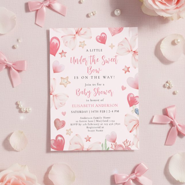 Convites Neutral under the sea bow sweetheart baby shower (Criador carregado)