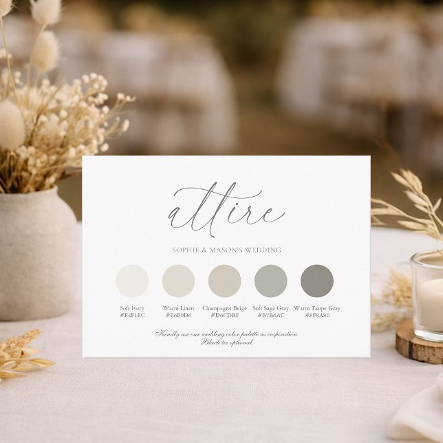 Convites Neutral Wedding Attire Color Palette Card  (Criador carregado)