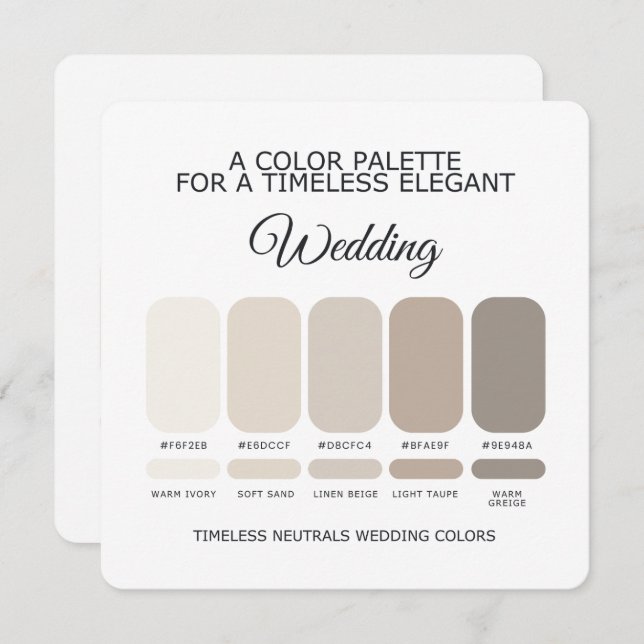 Convites Neutral Wedding Color Palette Card (Frente/Verso)