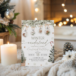 Convites Neutral Winter Onederland Invitation