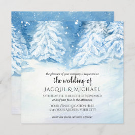 Convites Neve Árvores Invernas Casamento de Aquarela| Quadr