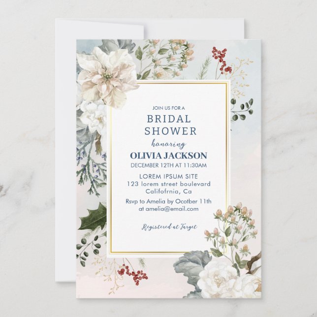 Convites Neve azul poeirenta de inverno em Chá de panela am (Frente)