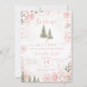 Convites Neve Cor-de-rosa Enrubescida em Amor Floco de Neve