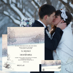 Convites Neve de inverno, Casamento Azul e Branco