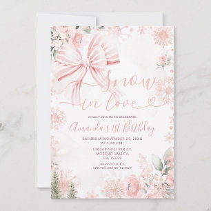 Convites Neve Em Amor Laço Rosa Floral Natal Aniversário