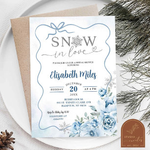 Convites Neve Floral Azul No Amor Chá de panela De Inverno