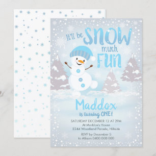 Convites Neve muito divertida, primeiro aniversario de conv