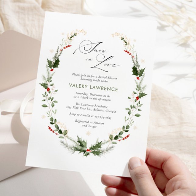 Convites Neve no Amor Ouro Flocos de Neve Chá de panela (Criador carregado)