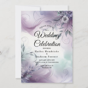 Convites Névoa de Lavanda e Murmúrios de Aquarela Casamento