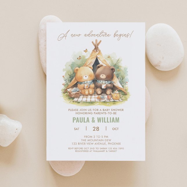 Convites New Adventure Happy Campers Chá de fraldas Invite (Criador carregado)