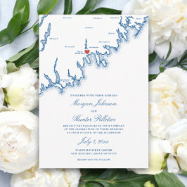 Convites New Bedford MA Map Elegant Navy Blue Wedding