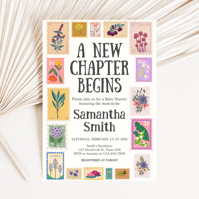 Convites New Chapter Baby Shower  (A New Chapter Begins Baby Shower Invitation)