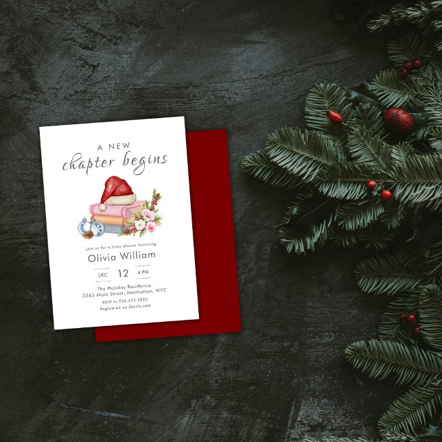 Convites New Chapter Begins Winter Floral Baby Shower (New Chapter Begins Winter Floral Baby Shower Invitation)