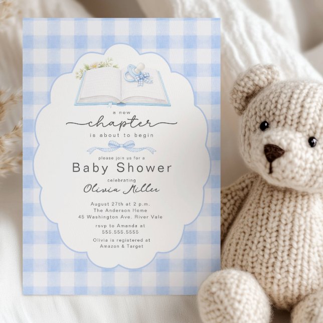Convites New Chapter Blue Book Baby Shower Invite (Criador carregado)