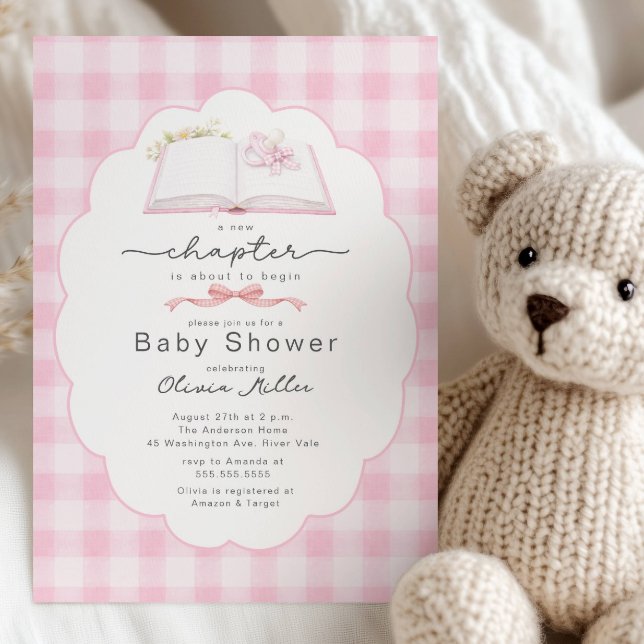 Convites New Chapter Pink Book Baby Shower Invite (Criador carregado)