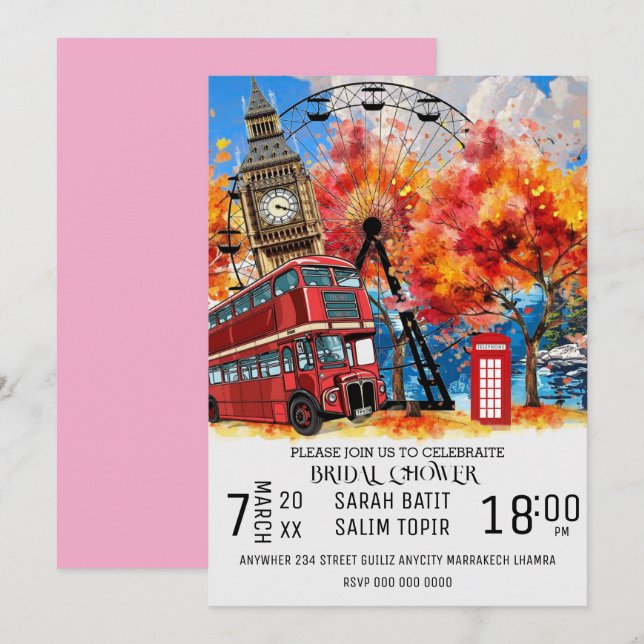 Convites New England Watercolor Invitation MODELO, East C (Frente/Verso)