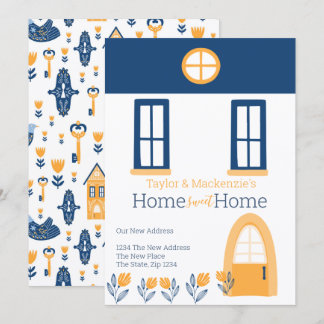 Convites New Home Address Hygge Blue Yellow House