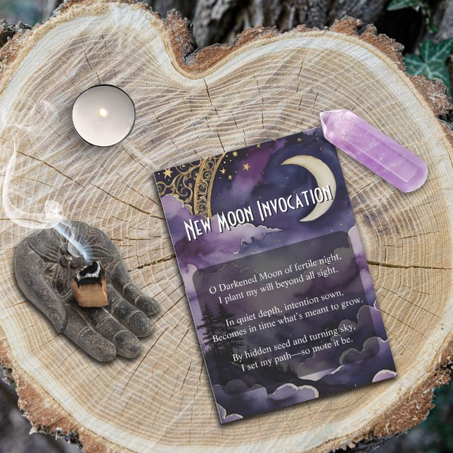 Convites New Moon Invocation Pagan Prayer Pocket Card (Purple Night Sky New Moon Invocation for Pagan and Wiccan Practice by Starborne Devotionals)