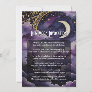 Convites New Moon Invocation Pagan Prayer Ritual Card
