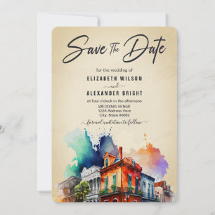 Convites New Orleans Nola Louisiana - Casamento por Aquarel