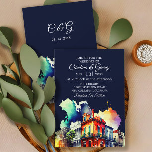 Convites New Orleans Nola Louisiana - Casamento por Aquarel