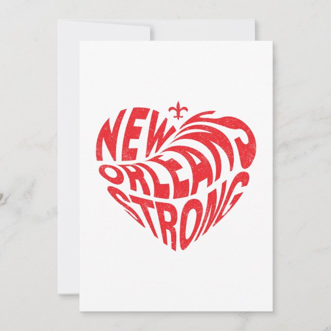 Convites New Orleans Nola Strong Heart (Frente)
