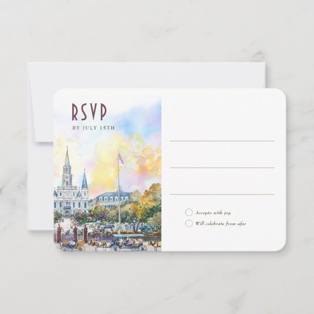 Convites New Orleans RSVP Wedding Insert Destination (Frente)