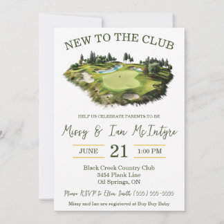 Convites New to the Club, Golf Themed Baby Shower