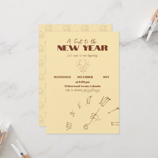 Convites New Year Invitation (Frente/Verso In Situ)